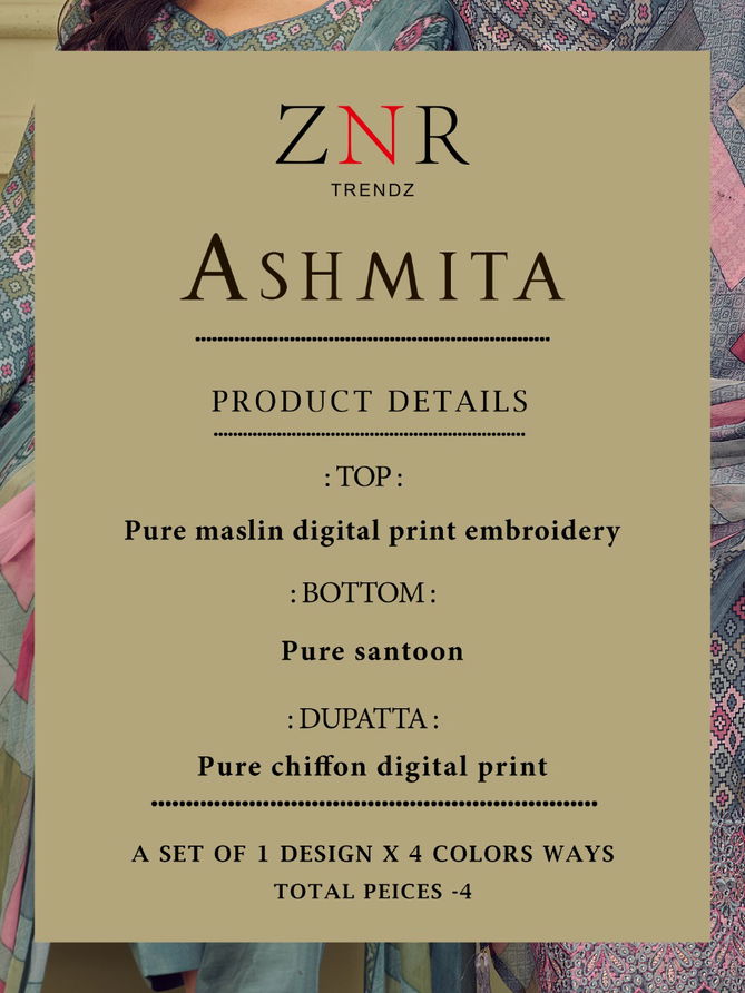 Znr Ashmita New Exclusive Wear Designer Printed Salwar Suits Collection